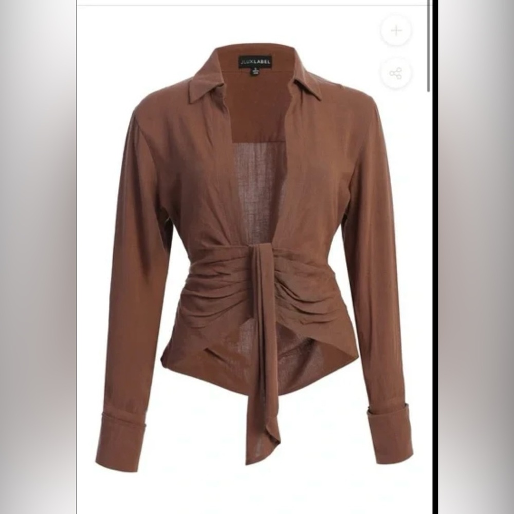 JLuxLabel Chocolate Lima Tie Front Top